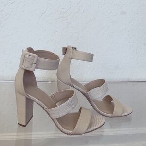 3 Strap Beige Heels